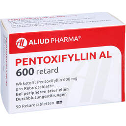 Abbildung: Pentoxifyllin AL 600 retard 50 St, Retard-Tabletten PZN 00208083