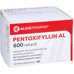 Abbildung: Pentoxifyllin AL 600 retard 100 St, Retard-Tabletten PZN 00208108
