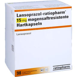 Abbildung: Lansoprazol ratiopharm 15 mg magensaftresistent Kapseln 98 St, Kapseln magensaftresistent PZN 00217432