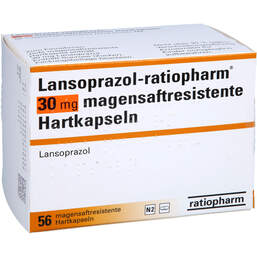 Abbildung: Lansoprazol ratiopharm 30 mg magensaftresistent Kapseln 56 St, Kapseln magensaftresistent PZN 00217946
