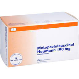 Abbildung: Metoprololsuccinat Heumann 190mg Retardtabletten 100 St, Retard-Tabletten PZN 00230220