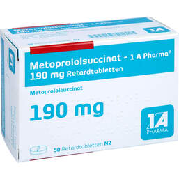 Abbildung: Metoprololsuccinat 1A Phar.190 Retardtabletten 50 St, Retard-Tabletten PZN 00230585
