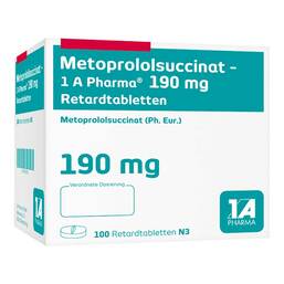 Abbildung: Metoprololsuccinat 1A Phar.190 Retardtabletten 100 St, Retard-Tabletten PZN 00230591
