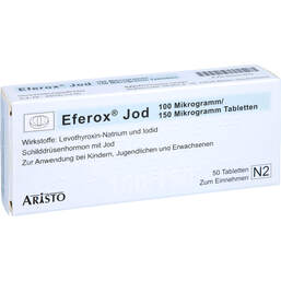 Abbildung: Eferox Jod 100 µg / 150 µg Tabletten 50 St, Tabletten PZN 00231403