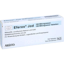 Abbildung: Eferox Jod 100 µg / 150 µg Tabletten 100 St, Tabletten PZN 00231449