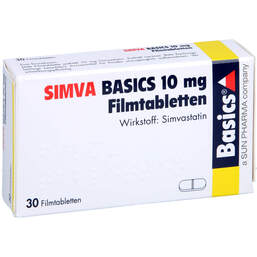 Abbildung: Simva Basics 10 mg Filmtabletten 30 St, Filmtabletten PZN 00232176