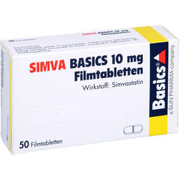 Abbildung: Simva Basics 10 mg Filmtabletten 50 St, Filmtabletten PZN 00232182