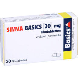 Abbildung: Simva Basics 20 mg Filmtabletten 30 St, Filmtabletten PZN 00232207
