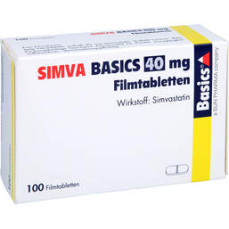 Abbildung: Simva Basics 40 mg Filmtabletten 100 St, Filmtabletten PZN 00232265