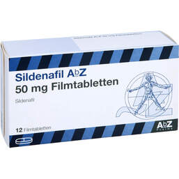 Abbildung: Sildenafil AbZ 50 mg Filmtabletten 12 St, Filmtabletten PZN 00234554