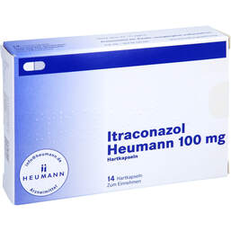 Abbildung: Itraconazol Heumann 100 mg Hartkapseln 14 St, Hartkapseln PZN 00236323