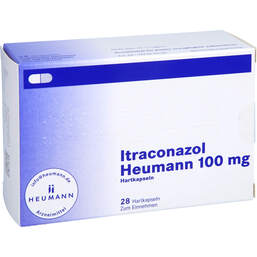 Abbildung: Itraconazol Heumann 100 mg Hartkapseln 28 St, Hartkapseln PZN 00236961
