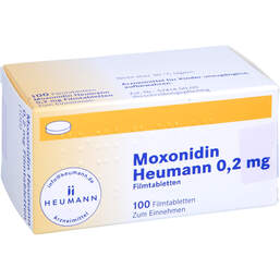 Abbildung: Moxonidin Heumann 0,2 mg Filmtabletten 100 St, Filmtabletten PZN 00238523