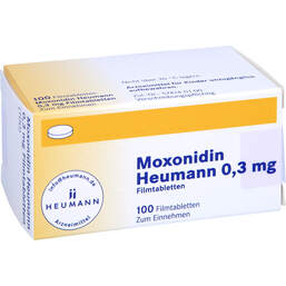 Abbildung: Moxonidin Heumann 0,3 mg Filmtabletten 100 St, Filmtabletten PZN 00239155