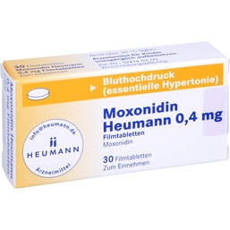 Abbildung: Moxonidin Heumann 0,4 mg Filmtabletten 30 St, Filmtabletten PZN 00239209