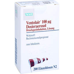 Abbildung: Ventolair 100 µg 200 Hub Dosieraerosol 1 St, Dosieraerosol PZN 00239267