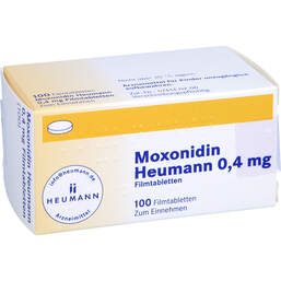 Abbildung: Moxonidin Heumann 0,4 mg Filmtabletten 100 St, Filmtabletten PZN 00239296
