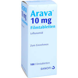 Abbildung: Arava 10 mg Filmtabletten 100 St, Filmtabletten PZN 00242602