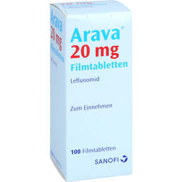 Abbildung: Arava 20 mg Filmtabletten 100 St, Filmtabletten PZN 00242625