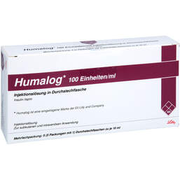 Abbildung: Humalog 100 E. / ml Injektionslösung 5X10 ml, Injektionslösung PZN 00247404