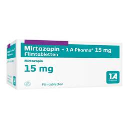 Abbildung: Mirtazapin 1A Pharma 15 mg Filmtabletten 10 St, Filmtabletten PZN 00250027