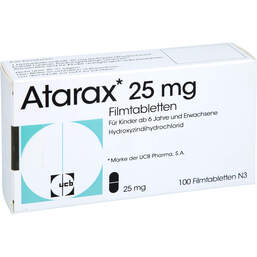 Abbildung: Atarax 25 mg Filmtabletten 100 St, Filmtabletten PZN 00260391