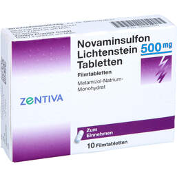 Abbildung: Novaminsulfon Lichtenst. 500 mg Filmtabletten 10 St, Filmtabletten PZN 00262450