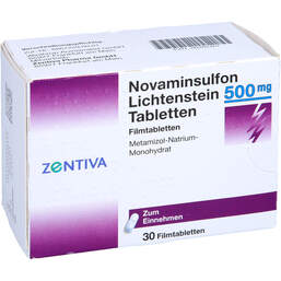 Abbildung: Novaminsulfon Lichtenst. 500 mg Filmtabletten 30 St, Filmtabletten PZN 00262467