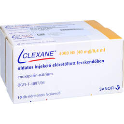 Abbildung: Clexane 40 mg 0,4 ml Fertigspritzen 20 St, Injektionslösung in einer Fertigspritze PZN 00264199