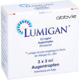 Abbildung: Lumigan 0,3 mg / ml Augentropfen 3X3 ml, Augentropfen PZN 00265425