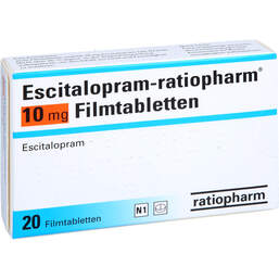 Abbildung: Escitalopram ratiopharm 10 mg Filmtabletten 20 St, Filmtabletten PZN 00270484