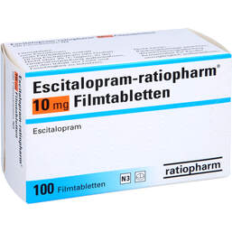 Abbildung: Escitalopram ratiopharm 10 mg Filmtabletten 100 St, Filmtabletten PZN 00270716