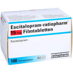 Abbildung: Escitalopram ratiopharm 15 mg Filmtabletten 100 St, Filmtabletten PZN 00271360