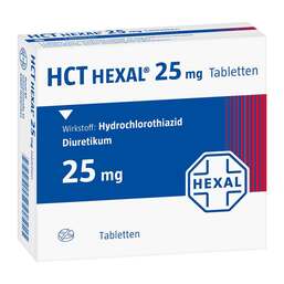 Abbildung: HCT Hexal 25 mg Tabletten 100 St, Tabletten PZN 00271874