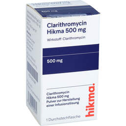 Abbildung: Clarithromycin Hikma 500 mg Pulver zur Herstellung einer Infusionslösung 1 St, Pulver zur Herstellung einer Infusionslösung PZN 00274097