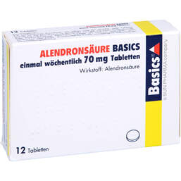 Abbildung: Alendronsäure Basics 70 mg Tabletten 1x wöchentlich 12 St, Tabletten PZN 00276570