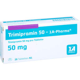 Abbildung: Trimipramin 50 1A Pharma Tabletten 20 St, Tabletten PZN 00278250