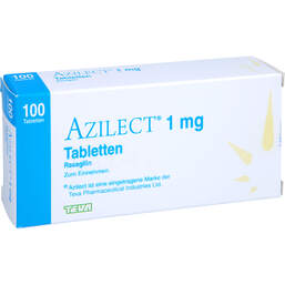 Abbildung: Azilect 1 mg Tabletten 100 St, Tabletten PZN 00285758