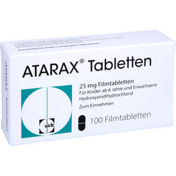 Abbildung: Atarax 25 mg Filmtabletten 100 St, Filmtabletten PZN 00291061