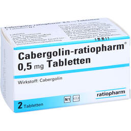 Abbildung: Cabergolin ratiopharm 0,5 mg Tabletten 2 St, Tabletten PZN 00291233