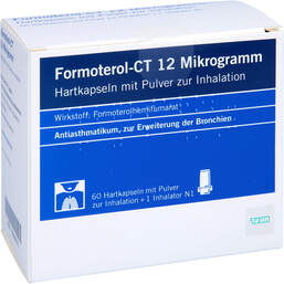 Abbildung: Formoterol-CT 12 Mikrogramm Inhalationskapseln 60 St, Hartkapseln mit Pulver zur Inhalation PZN 00295573
