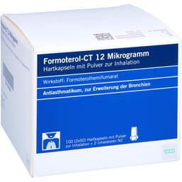 Abbildung: Formoterol-CT 12 Mikrogramm Inhalationskapseln 2X50 St, Hartkapseln mit Pulver zur Inhalation PZN 00295596