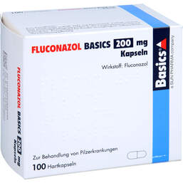 Abbildung: Fluconazol Basics 200 mg Hartkapseln 100 St, Hartkapseln PZN 00296609