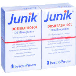 Abbildung: Junik 100 µg 200 Hub Dosieraerosol 2 St, Dosieraerosol PZN 00323766