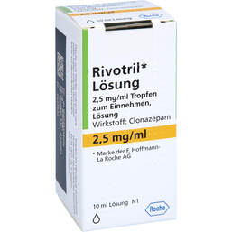 Abbildung: Rivotril 2,5 mg / ml Tropfen zum Einnehmen 10 ml, Tropfen zum Einnehmen PZN 00325802
