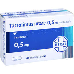 Abbildung: Tacrolimus Hexal 0,5 mg Hartkapseln 100 St, Hartkapseln PZN 00327362