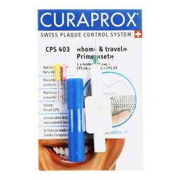 Abbildung: Curaprox CPS 403 Home + Travel Prime Set 1Halter + 3Bürsten 1 St PZN 00328752