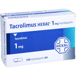 Abbildung: Tacrolimus Hexal 1 mg Hartkapseln 100 St, Hartkapseln PZN 00331398