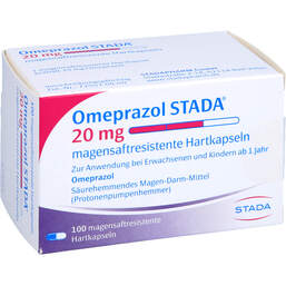 Abbildung: Omeprazol STADA 20 mg magensaftresistent Hartkapseln 100 St, Magensaftresistente Hartkapseln PZN 00343941