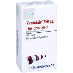 Abbildung: Ventolair 250 µg 200 Hub Dosieraerosol 1 St, Dosieraerosol PZN 00345638